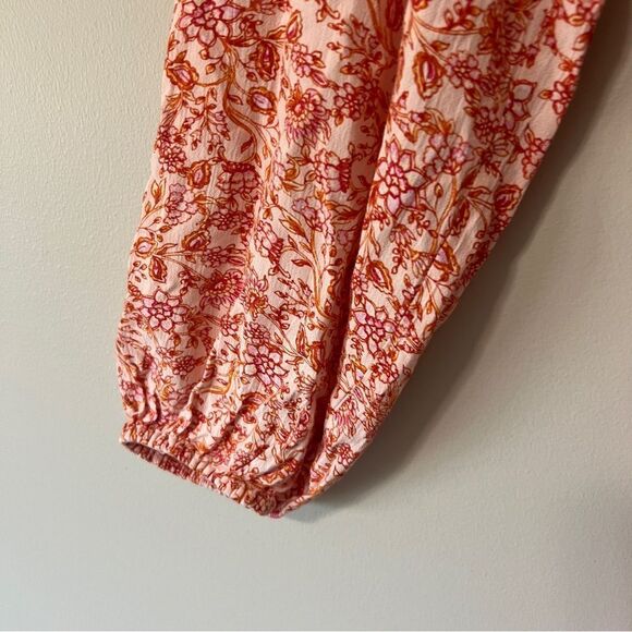 Old Navy Waist-Defined Orange Red Crepe Side-Cutout Floral Maxi Dress Large - Picture 8 of 10